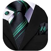 Dubulle Mens Paisley Striped Tie WOVEN Necktie for Men and Handkerchief Cufflinks Set Wedding Formal Business