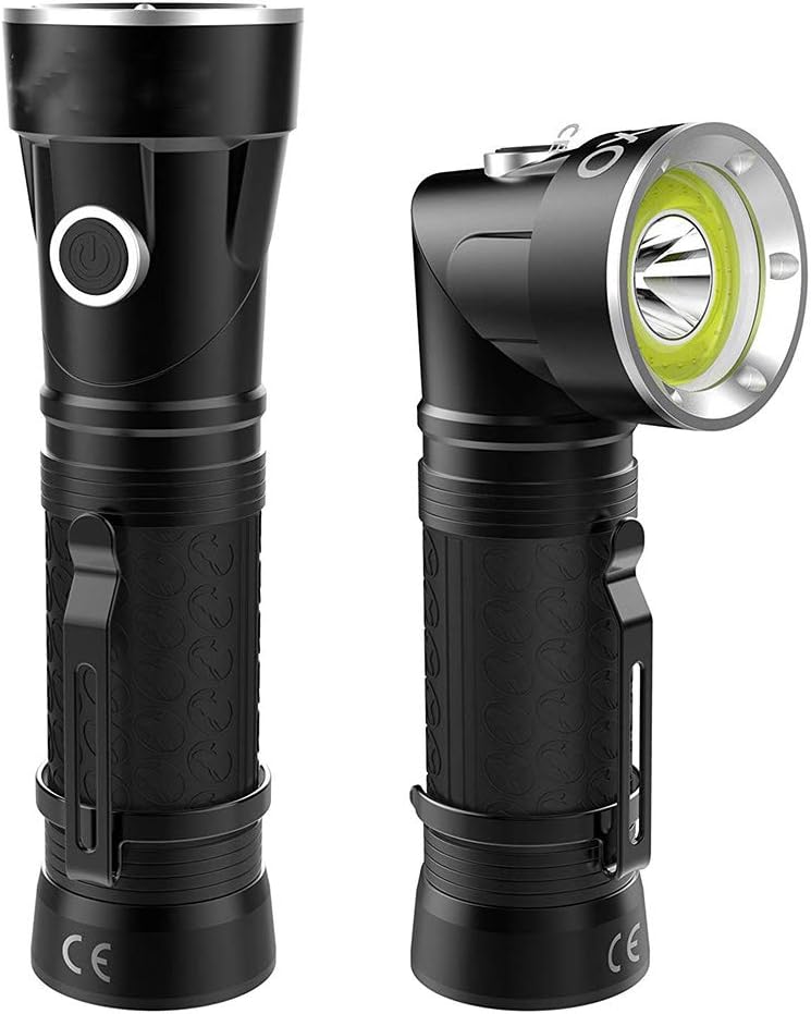 CHUSHENG 90 ° Rotating Foldable Strong Flashlight, Rear Magnet Inspection Light Portable, 800 Lumens, 4-Mode Switch, Zoom, Suitable for Outdoor