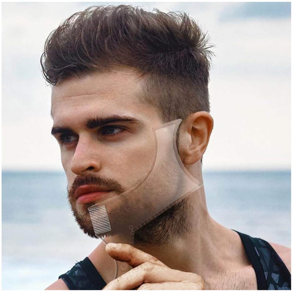 NewChiChi Beard Shaper Tool for Men, Premium Quality Template Shaping,Transparent Styling Comb Templates for Hairline, Beard, Goatee, Mustache, Neck (bread shaper -Transparent)