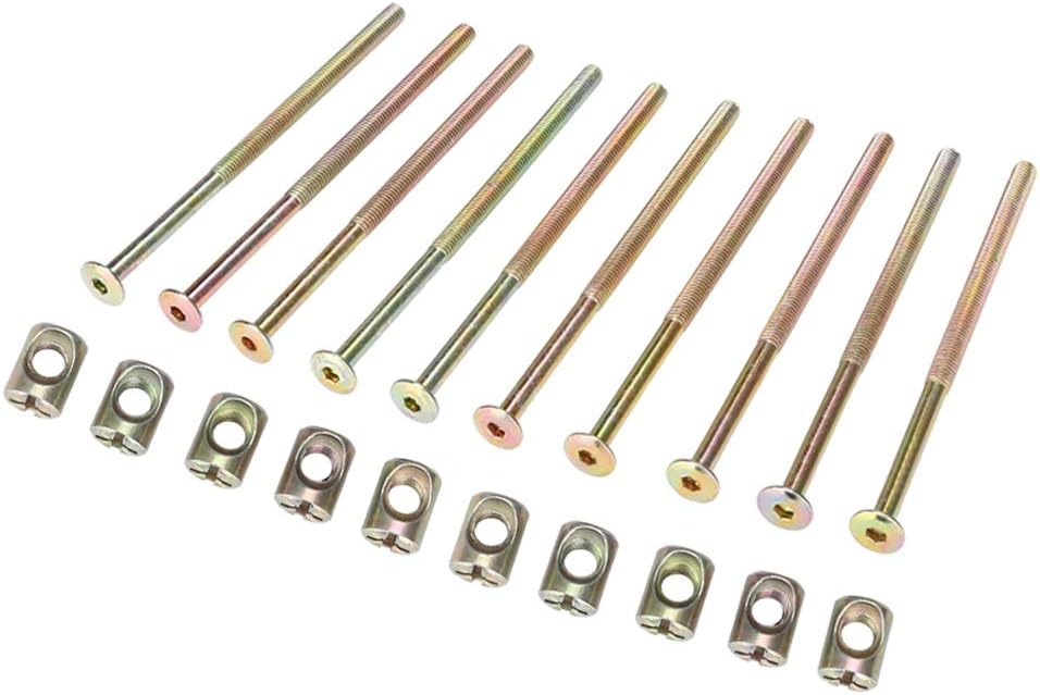 Furniture Screws, 10PCS M6 Carbon Steel 120mm Furniture Bolts, with 6mm Barrel Nuts Connector Fastener