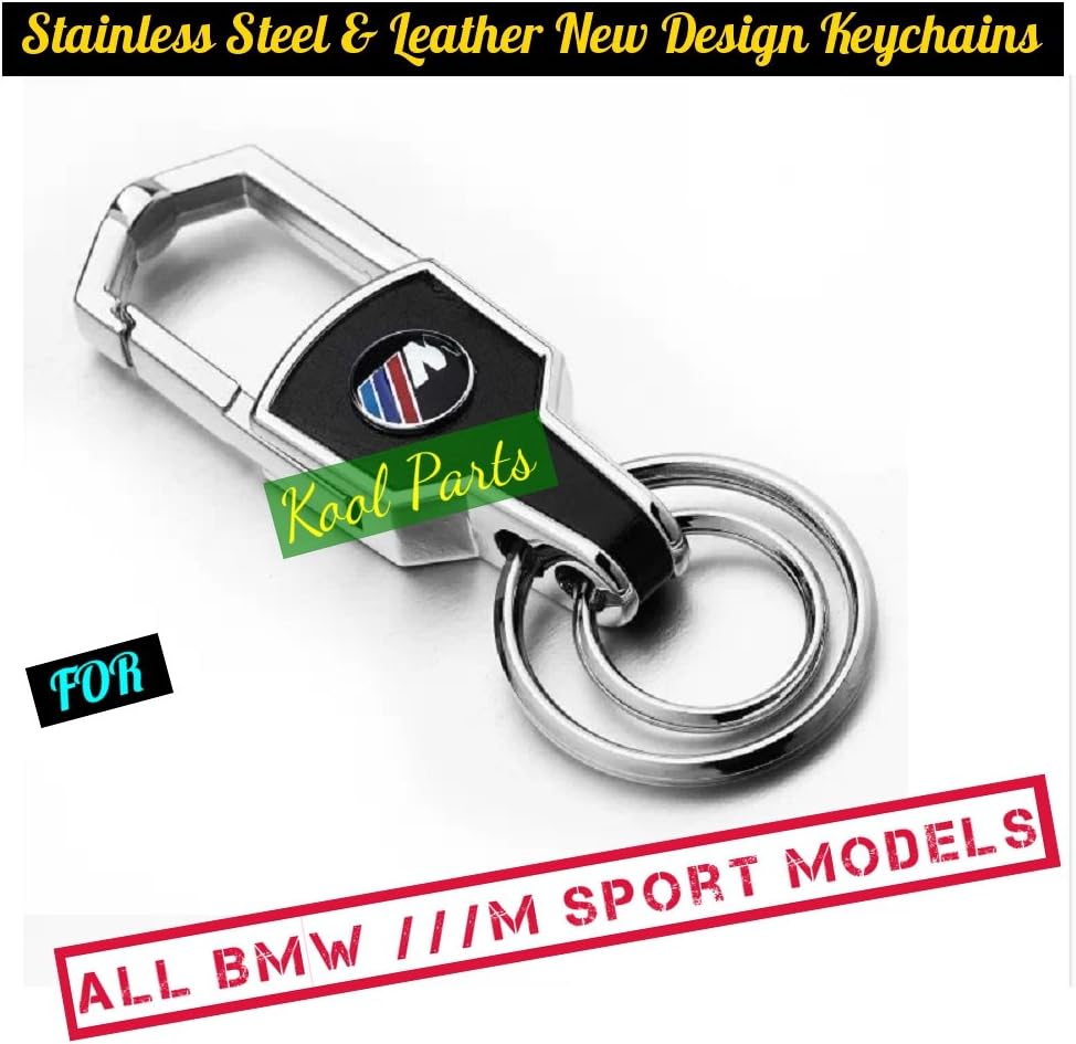 Kool Parts: Stainless Steel Keyring, Keychains, Keyfobs B M W M Sports for All Models of M Sport Models 1, 2, 3, 4, 5, 7 Series X1, X3, X5, X6
