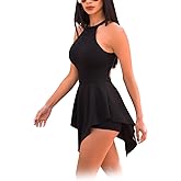 Ophestin Womens Zipper Halter Sleeveless Cutout Irregular Club Jumpsuit Rompers