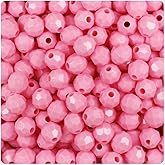 BeadTin Baby Pink Opaque 8mm Faceted Round Craft Beads (450pcs)