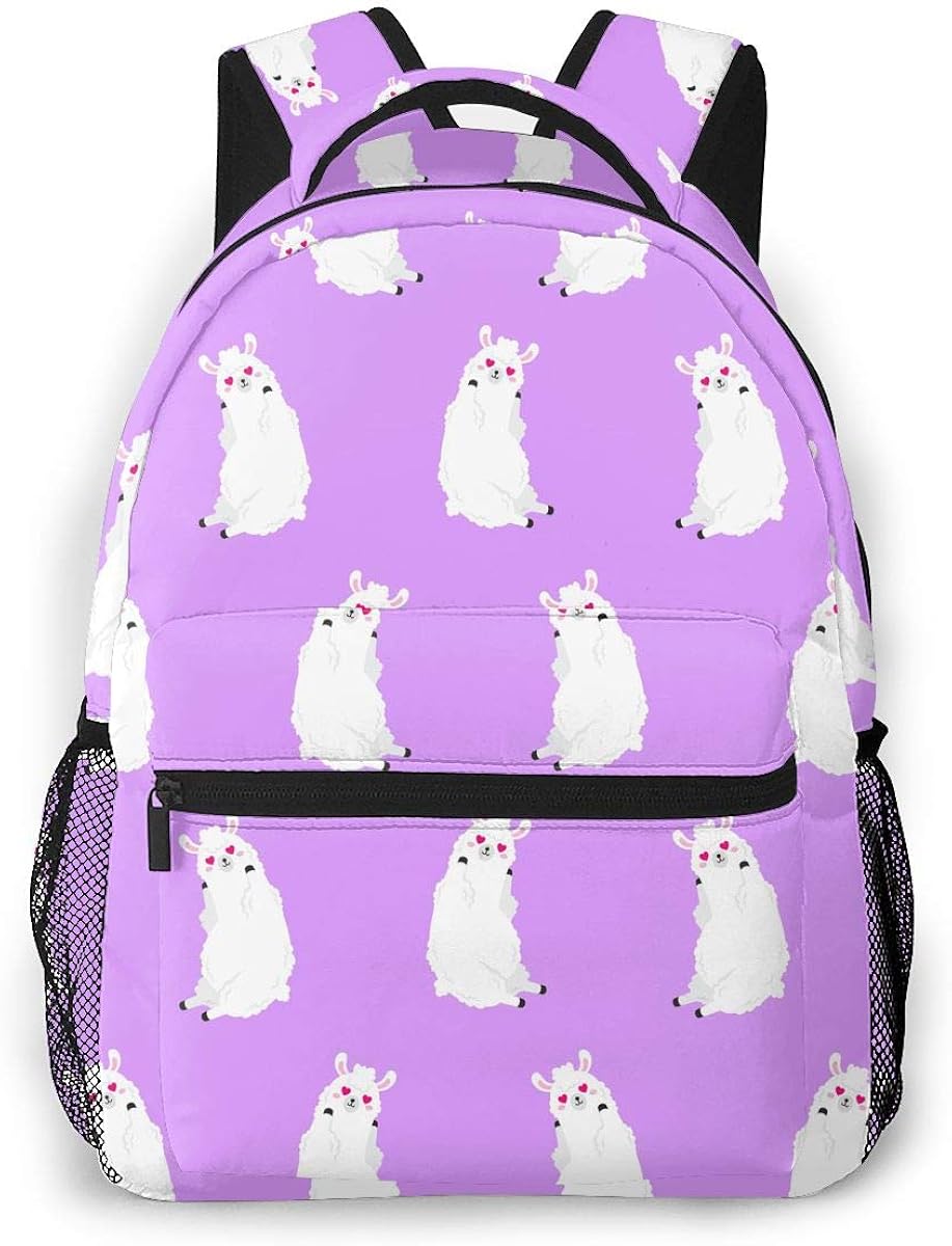 Cute Llamas Unisex Backpacks With Adjustable Padded Shoulder Straps