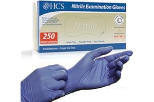 HCS MEDICAL SOLUTIONS HCS Nitrile Gloves - (250/Box) Medical Gloves Disposable - Latex-Free Rubber Gloves - Disposable Gloves for Sensitive Skin - Fentanyl & Chemo Protection - 4 Mil Nitrile Exam Gloves, Large
