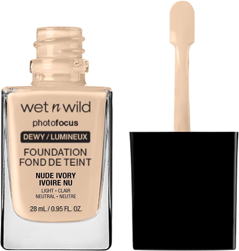 Base PhotoFocus Dewy, Base líquida Hidratante para Pele Normal/Seca, Acabamento Luminoso Construíble, Nude Ivory