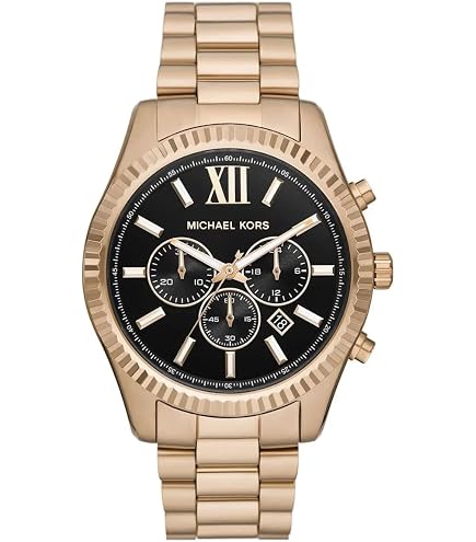 MICHAEL KORS ゴールド クロノグラフ腕時計 Amazon.com: Michael Kors Lennox Chronograph Gold-Tone Stainless