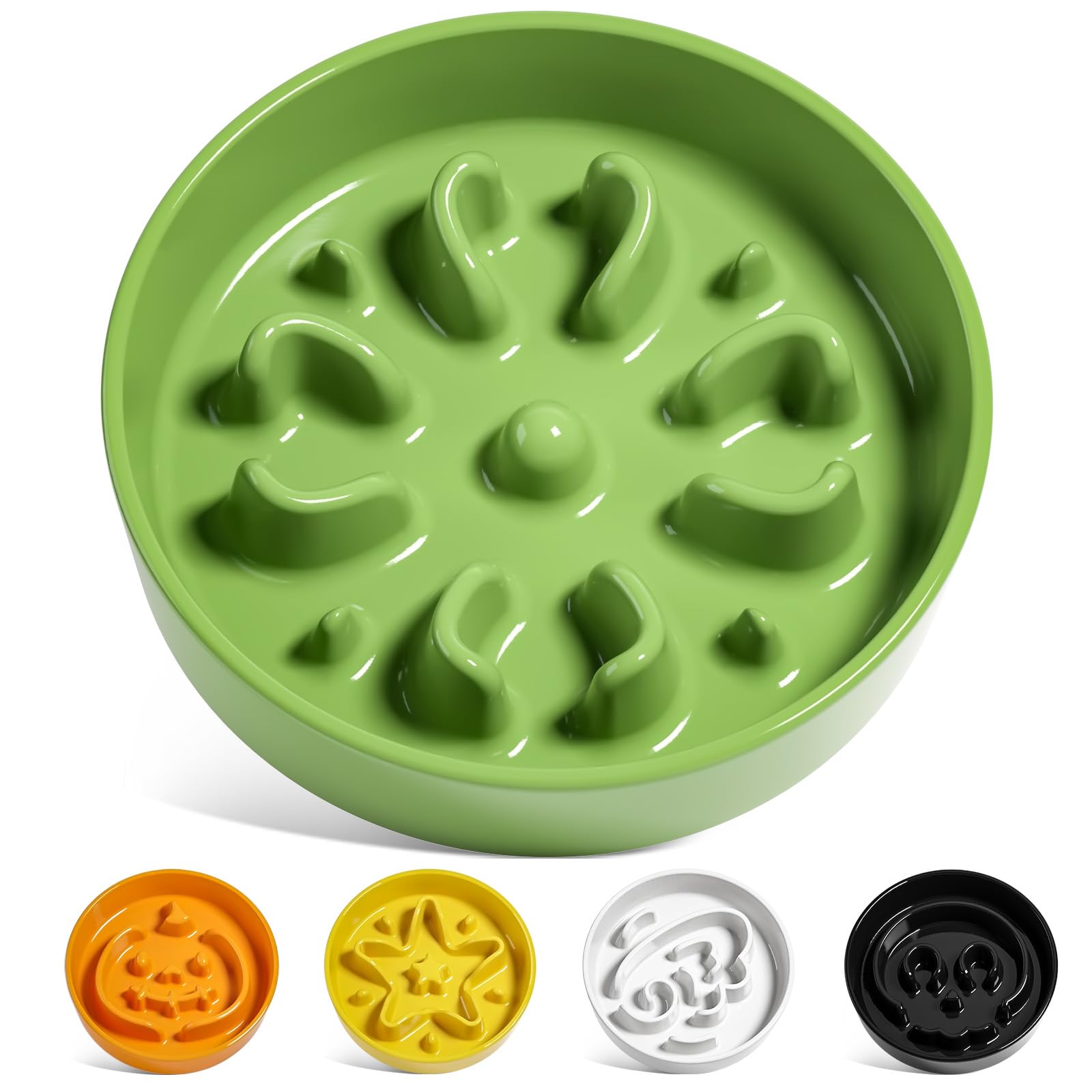 Photo 1 of LE TAUCI Ceramic Slow Feeder Dog Bowls Small Breed, 0.6 Cups Dog Food Dish for Fast Eaters, Puzzle Bowl for Small Dogs and Cats,Clover Green