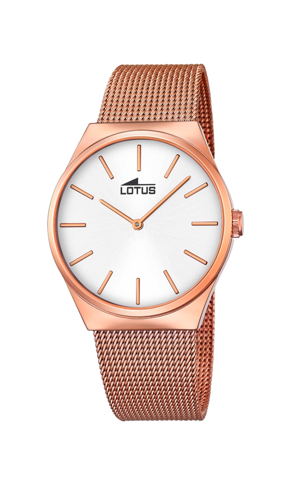Lotus Unisex Quartz Watch with Silver Dial Analogue Display and Rose Gold Stainless Steel Rose Gold Plated Bracelet 18286/1