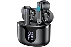 BHNYBWUL Wireless Earbuds, 2025 Bluetooth 5.3 Headphones HiFi Stereo 50H Playback Ear Buds with Led Digital Display, ENC Noise Cancelling Earbuds for Laptop Computer, iOS, Android, Black