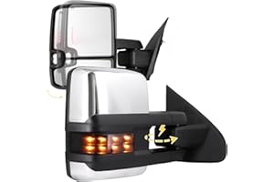 Sanooer Power Folding Chrome Towing Mirrors Compatible with 2014-2018 Chevy Silverado GMC Sierra 1500 2500HD 3500HD with Turn Signal Running Light Heated Mirror Pair Set