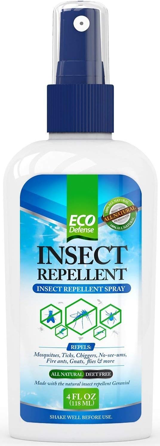 Eco Defense Natural Insect Repellent Repels Ticks, Mosquitos, and Insects. Deet Free. 4 oz Spray