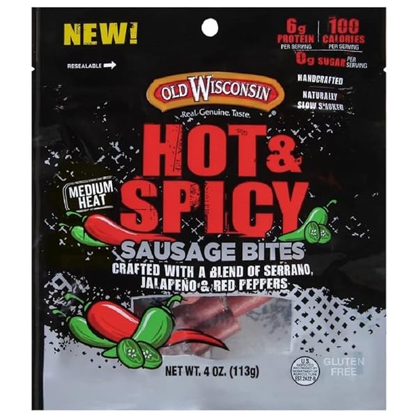 OLD WISCONSIN HOT & SPICY SAUSAGE SNACK BITES,...