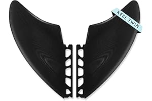 AQUBONA Twin Keel Fins, Single Tab Dual Tabs Fins Surfboard Fins, Twin Fin Fishtail Surfboard Fins Twin Keels - Smooth Fiberglass Flex