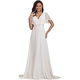 Ever-Pretty Women's Summer Short Sleeve Chiffon Empire Waist Floor Length Formal Bridesmaid Dress Mother of Bride Dresses