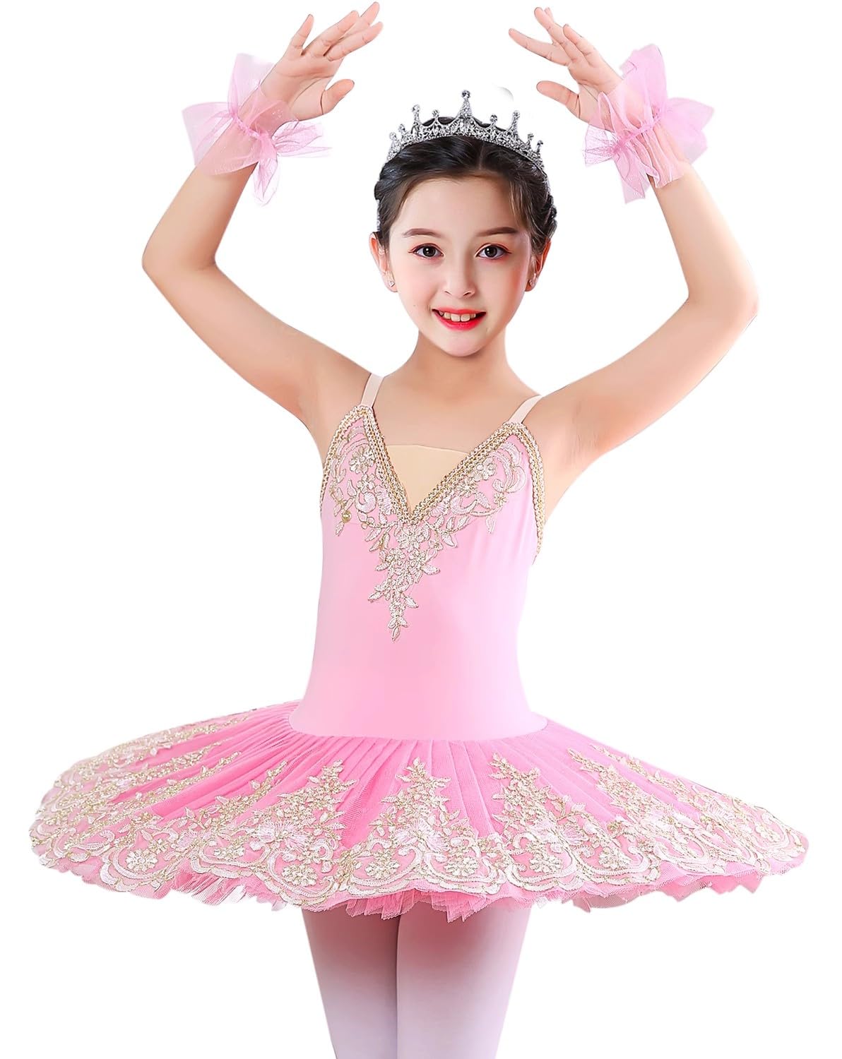 Photo 1 of ORIDOOR Girl's Camisole Skirted Leotard Ballet Lace Sequin Tutu Swan Costumes Competition Skirt Dress, 016 Pink, 10-11 Years