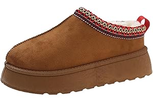 Nuyenkm Women's Winter Slippers Platform Snow Boots Thickened Flat Boots Fur Lined Warm Durable Shoes Anti-Slip Boot For Outdoor