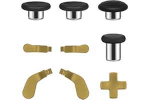 COOLERAGE Metal Paddles Accessories for Xbox Elite Controller Series 2 Core, Thumbsticks Replacement Parts for Elite Series 2 Controller, Component Pack Includes Replacement Joysticks, D-Pad & Paddles(Gold)