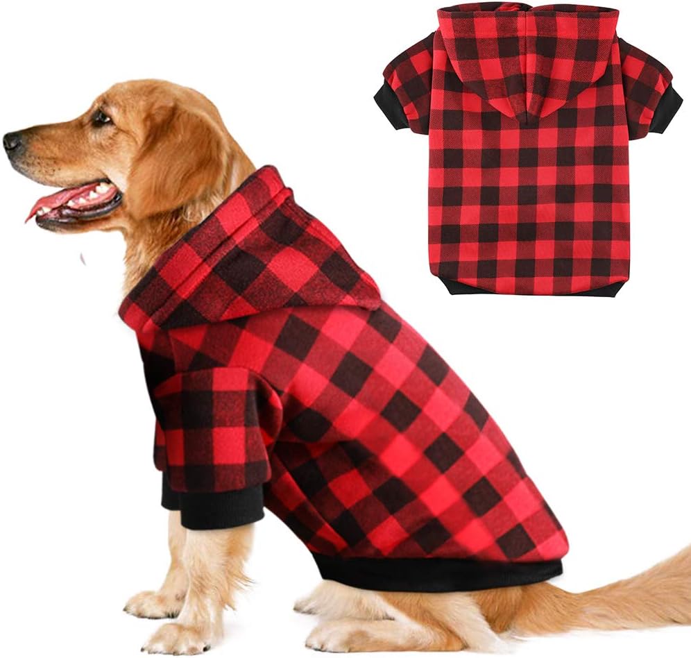 Blaoicni Plaid Dog Hoodie Sweatshirt Sweater for Extra