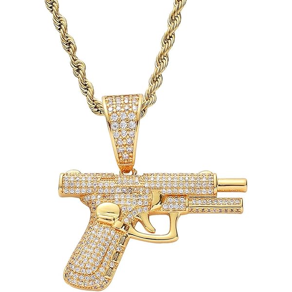 Halukakah Gold Chain for Men Iced Out,18k Real Gold Plated AK47