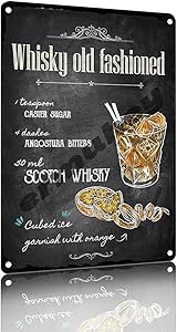ermuhey Whisky Old Fashioned Cocktail Menu Mixed Table Tin Sign Funny Home Decor Bar Decoration Kitchen Bathroom Man Cave Metal Sign Signs & Plaques