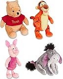 Disney Store Original Winnie the Pooh Plush Set of 4 with Piglet, Tigger, Winnie and Eeyore