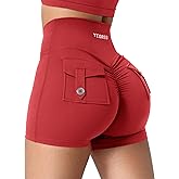 YEOREO CoreFlex Scrunch Workout Shorts with Pockets Charm Gym Biker Shorts for Women High Waisted Booty Yoga