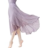 Women Ballet Wrap Skirt Ladies Long Sheer Dance Skirts (Gray Purple, Medium)