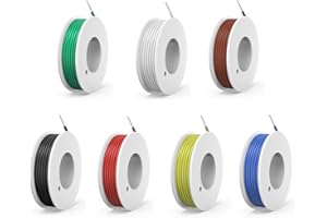 HAERKN 22 awg Solid Wire kit Electrical Wire Cable 7colors 26ft Each spools 22 Gauge UL1007 Tinned Copper Hook up Wire kit breadboard Wire for DIY