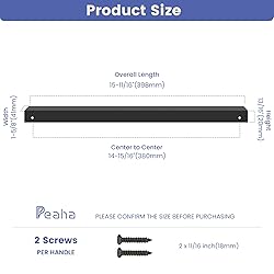 Peaha 5 Pack Kitchen Cabinet Handles 15 inch Black