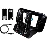 3-in-1 Charging Station Dock for Nintendo WiiU Gamepad & Controllers with LED Indicator and 2×2800 mAh Rechargeable Batteries