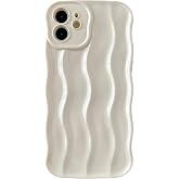 Caseative for iPhone 12 Case, White | Water Ripple Pattern Curly Wave Frame Soft