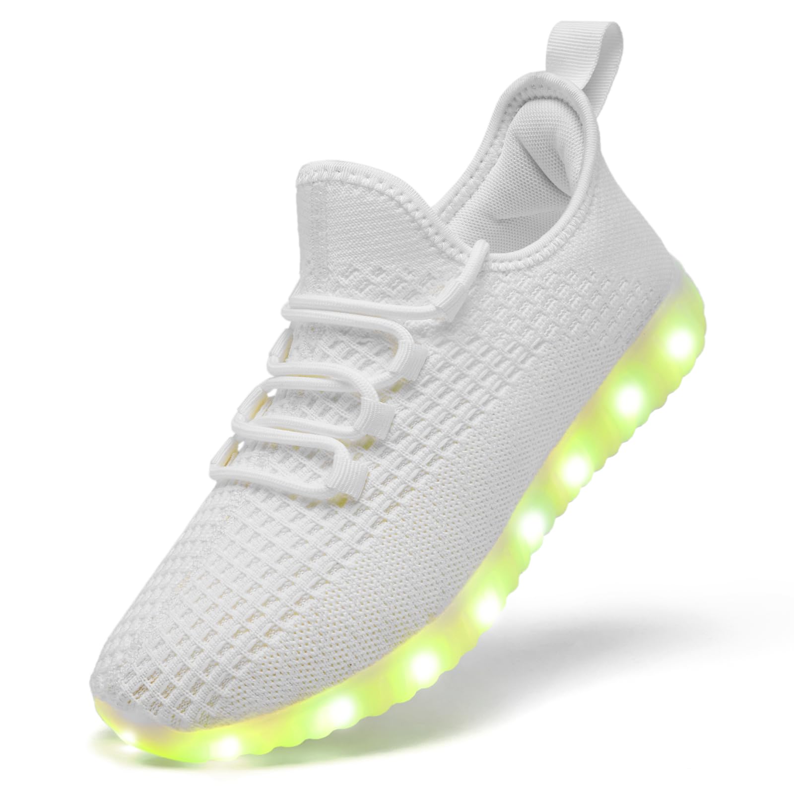 Photo 1 of BosenHulu Light Up Shoes for Women Men Unisex USB Charging LED Shoes Adult Halloween Glowing Luminous Trainers Mesh Upper Flashing Sneakers(White,14)