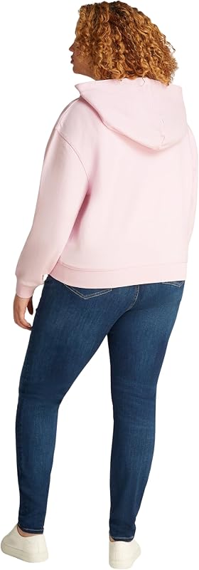 Sweat à Capuche avec Fermeture Éclair Femme Script Zip en Coton, Rose (Light Pink), 54 — photo 2 sur 7