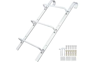 Zwinz 3-Rung Window Well Ladder Hooked, Heavy Duty Steel Wall Mounted Ladder, Powder-Coated Basement Egress Window Ladder 34.2" Lx17.9 W, White