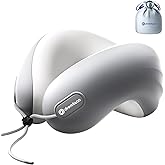 drembloo Neck Pillow Airplane, 100% Pure Memory Foam, Cooling Airplane Pillow, Travel Pillow, Travel Pillows for Airplanes, Plane Pillow, Flight, Gray