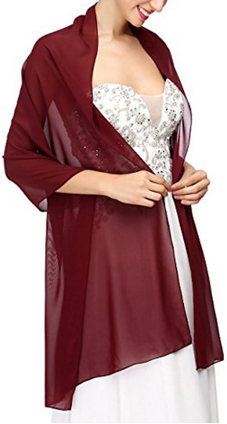 AngelaLove Chiffon Bridal Wedding Shawl Wrap Prom Evening Dress Stole Scarves