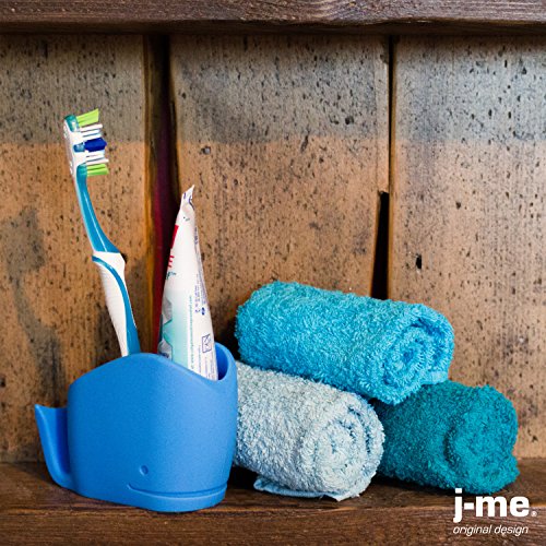 j-me Toothbrush Caddy - Wilson Whale - (Blue) Non Slip Bathroom Tidy Will Help Free up Space Around Your Sink