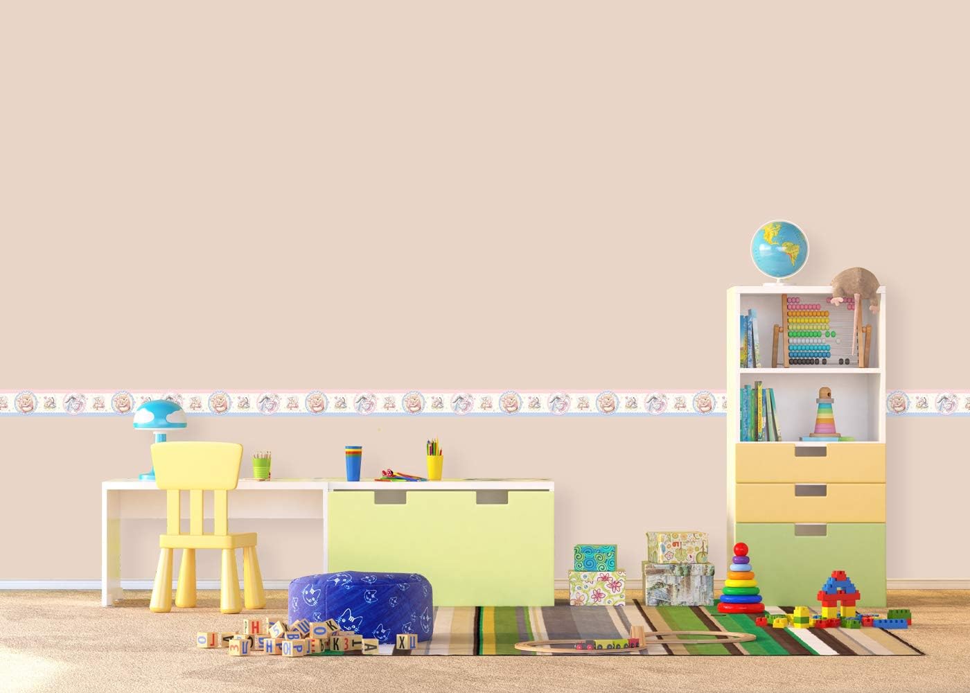 Winnie The Pooh and his Friends, self-Adhesive Border in The Room for a boy Girls, Children's Room, 5 m x 14 cm, WBD 8066 - Image 4