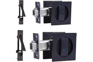 Dontay 2 Pack Pocket Door Lock and Pull, Color Coded Indicators, Privacy (Bed/Bath) Latch, Flush Handles, 2-3/8" Backset, Hardware for 1 3/8” to 2 3/16” Thickness Door