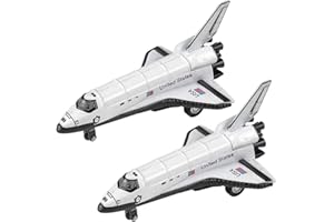 ArtCreativity Diecast Space Shuttle with Pullback Mechanism, Set of 2, 5 inches NASA Toys for Boys, Astronaut Cake Decorations, Space Theme Party Favors, Easter Basket Stuffer for Kids