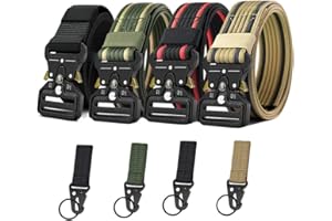 YOORAN Tactical Belts for Men 4 Pack, Compass Military Web Belt, Heavy-Duty Quick-Release Metal Buckle Riggers Belt for Men