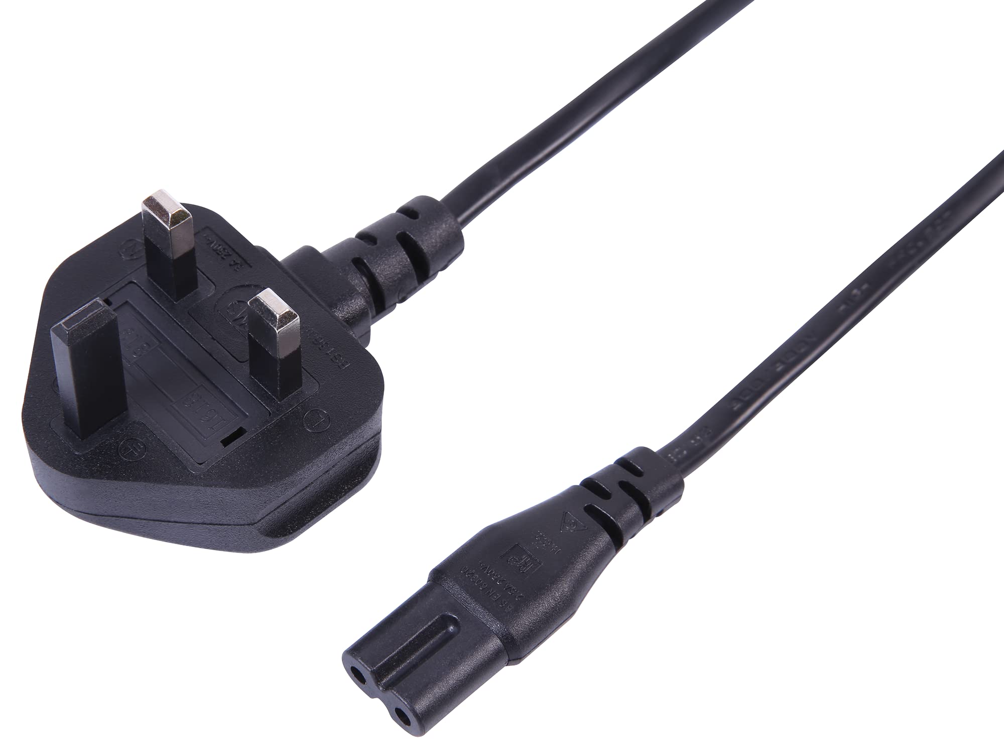 pro elec 5 m UK 3 Pin Cord IEC C7 Figure 8 Mains Power Charger Cable - Black
