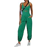 ReachMe Womens Running Onesie Athletic Romper Pants Hiking Outfits One Piece Workout Jumpsuits with Pockets