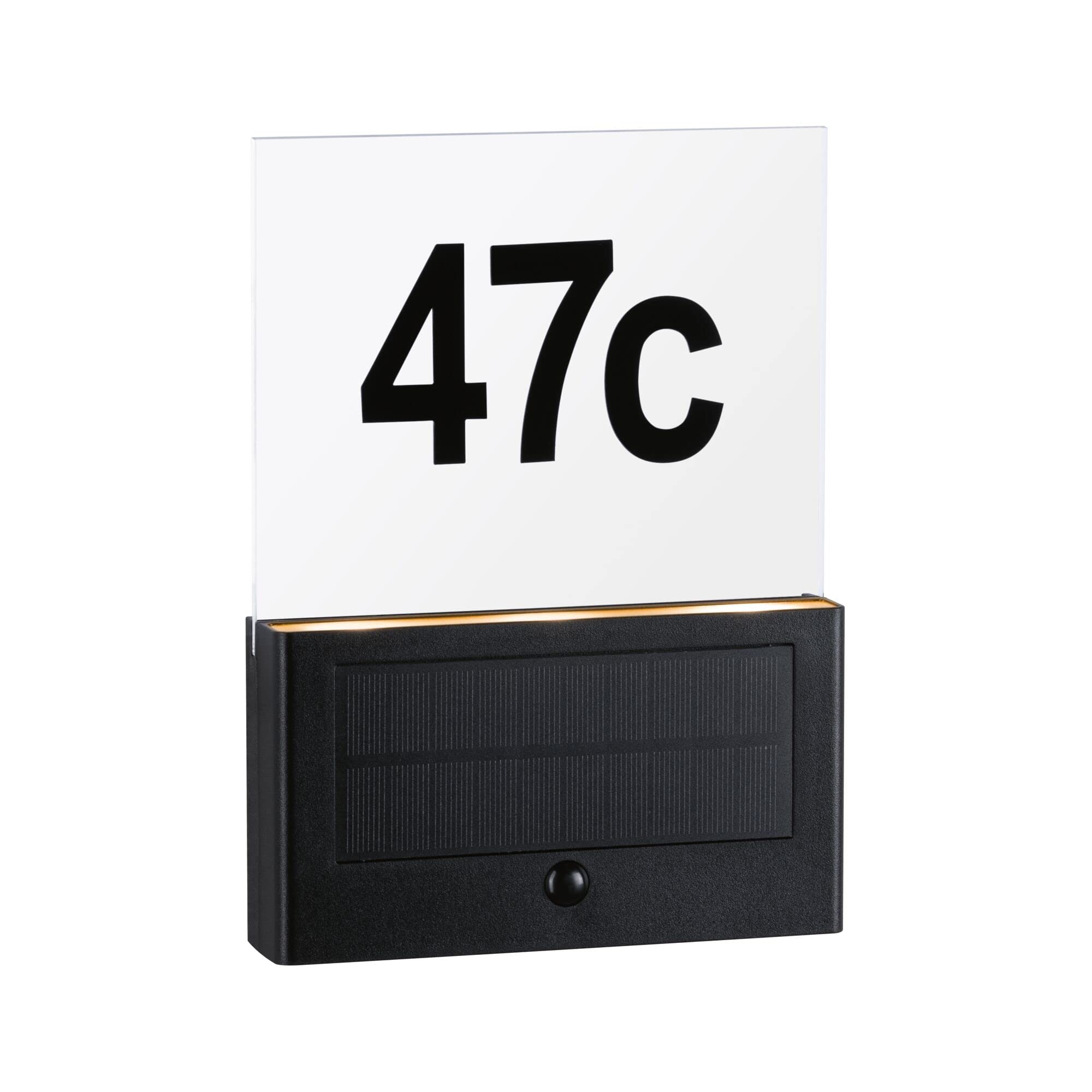 Paulmann Neda 94725 LED Solar House Number Light Motion Sensor Insect Friendly IP44 2200K 30lm Anthracite Gold Light Plastic