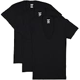 2(X) IST Mens Essential Cotton Slim Fit Deep V-Neck T-Shirt 3-Pack
