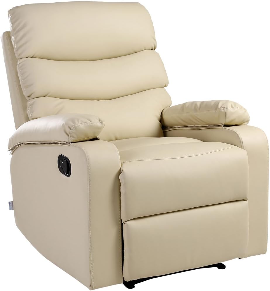 More4Homes ASHBY LEATHER RECLINER ARMCHAIR SOFA CHAIR RECLINING HOME LOUNGE (Cream) Amazon.co