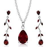 Crystalline Azuria Jewelry Sets Zirconia Crystals Teardrop Necklace and Earrings Set Costume Jewelry for Women Wedding Party White Gold Plated