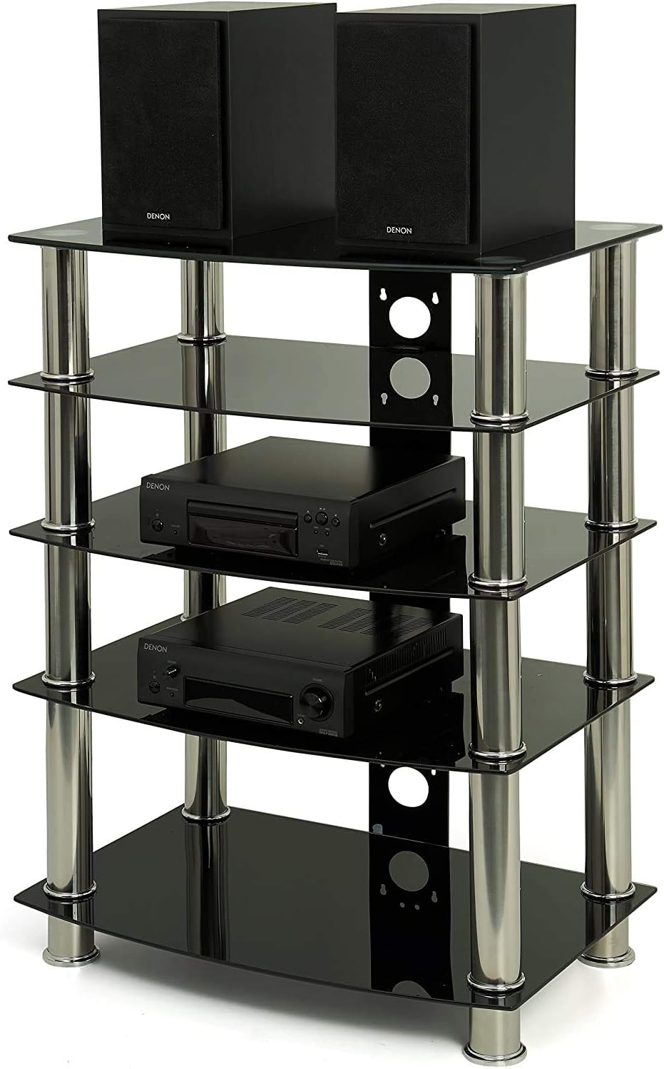 Centurion Supports Galago 5-Shelf Premium Black Glass with Silver Legs AV Rack, Mittel - Image 4