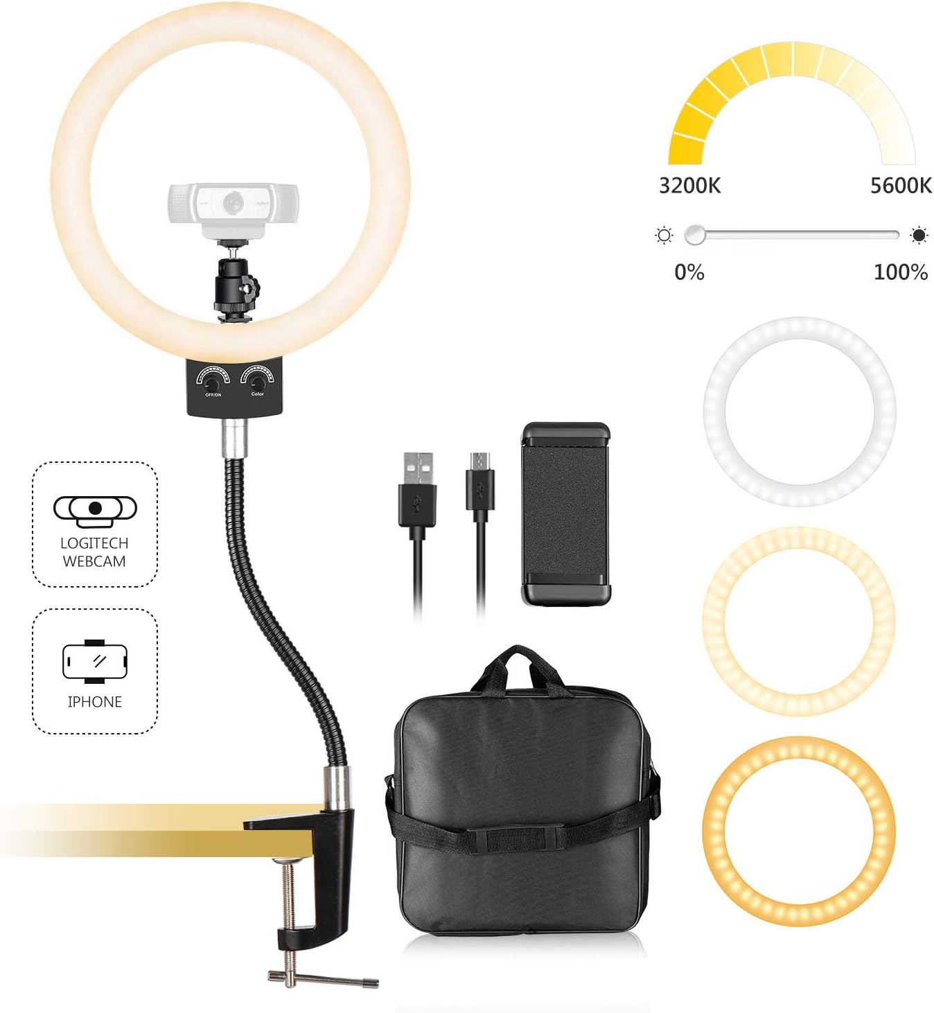 Neewer 8 9 Zoll Webcam Licht Dimmbare Usb Led Ringlicht Amazon De Kamera